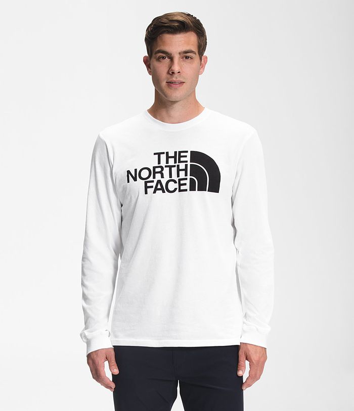 The North Face T-Shirts Long Sleeve Half Dome White - Mens - Thailand ENXCP-8590